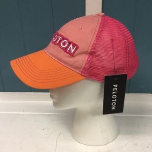 New PELOTON ColorBlock Cap Adjustable Trucker‎ Hat Pink Orange TRENDY!!